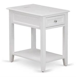 East West Furniture Denison 24&quot Wood Nightstand with 1 Drawer in White