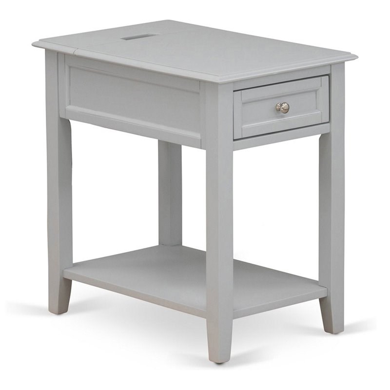 East West Furniture Denison 1-Drawer Asian Wood Nightstand in Urban Gray