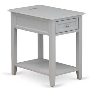 East West Furniture Denison 1-Drawer Asian Wood Nightstand in Urban Gray