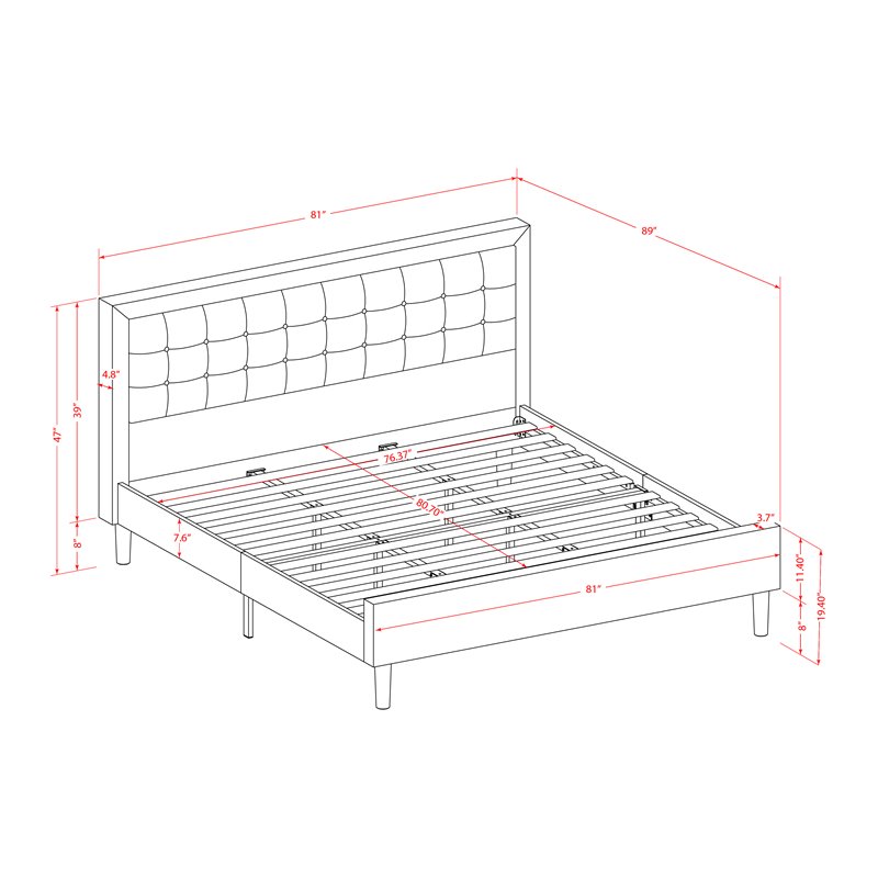 East West Furniture 2-piece Wood Fannin Bedroom Set in Beige/Burgundy