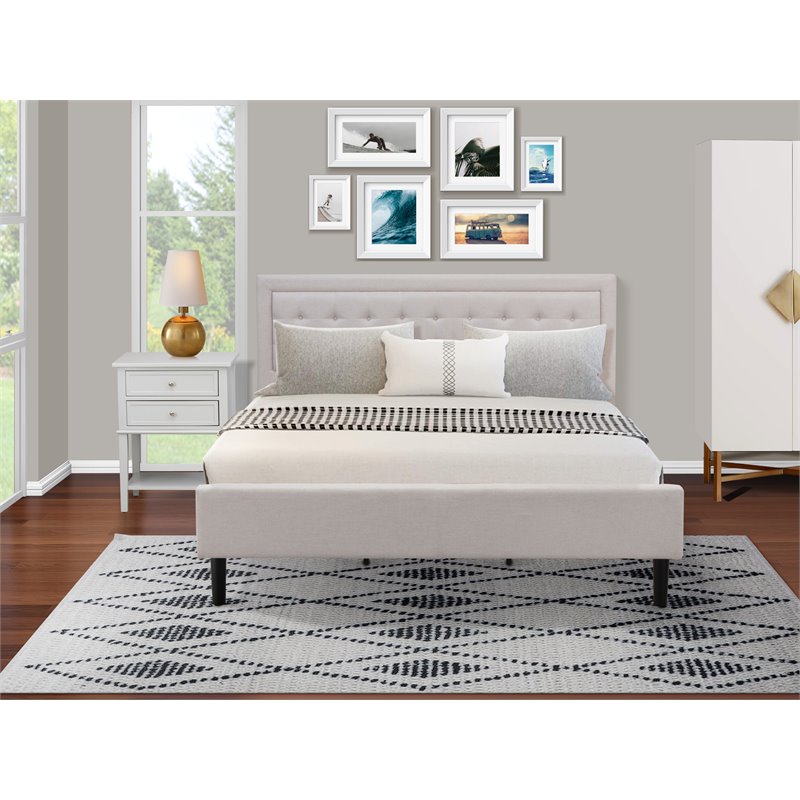 East West Furniture 2-piece Wood King Bedroom Set in Mist Beige/Urban Gray