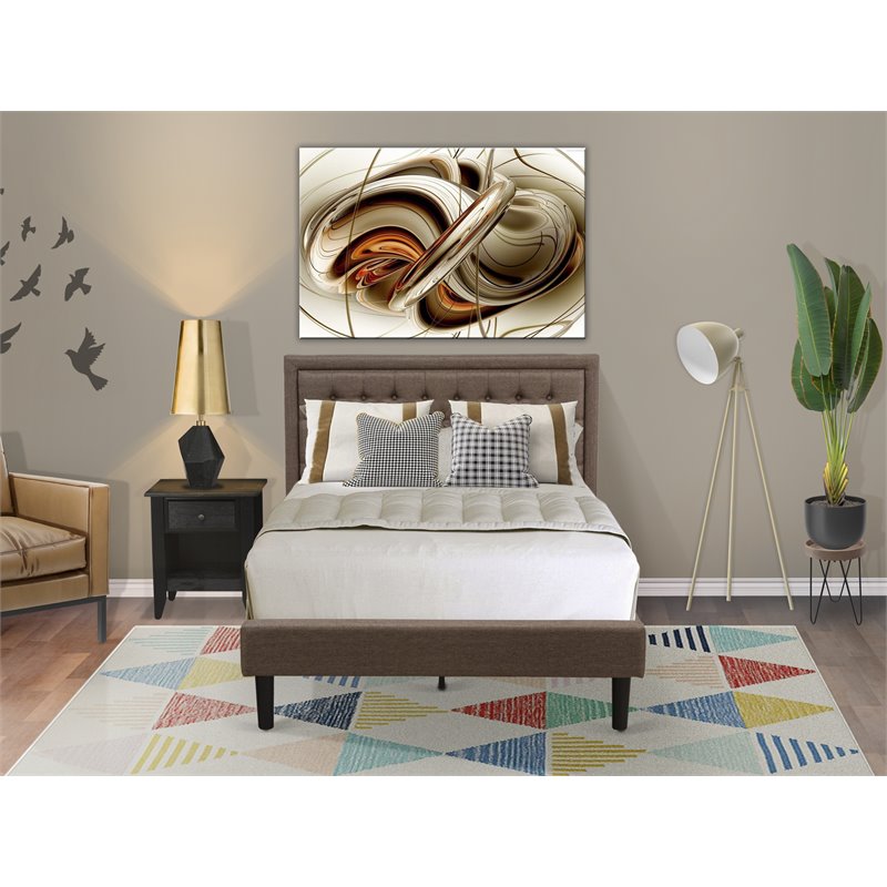 East West Furniture 2-piece Wood Platform Bedroom Set in Brown/Brushed Black