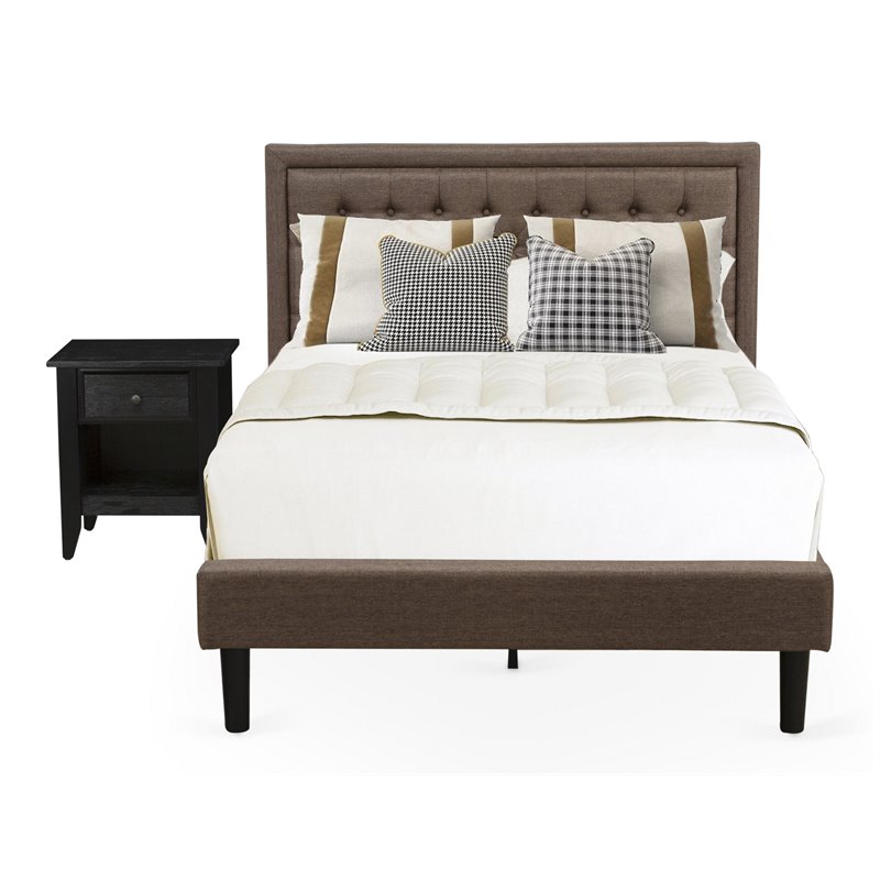 East West Furniture 2-piece Wood Platform Bedroom Set in Brown/Brushed Black