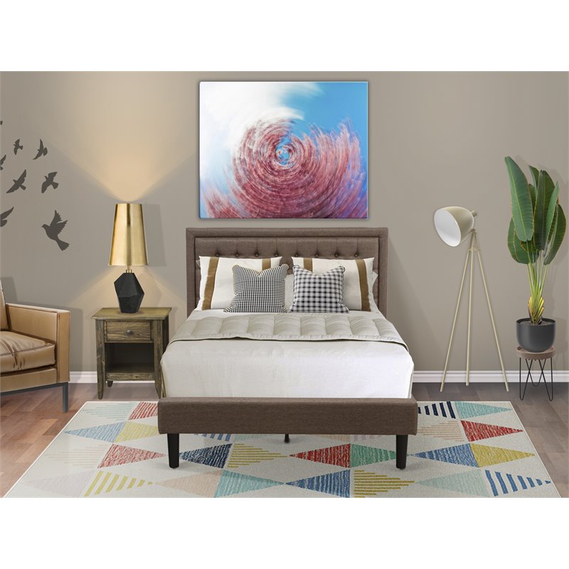 East West Furniture 2-piece Wood Full Bedroom Set in Brown/Jacobean