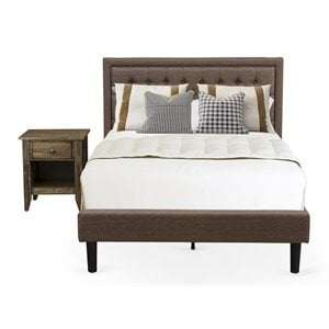 East West Furniture 2-piece Wood Full Bedroom Set in Brown/Jacobean