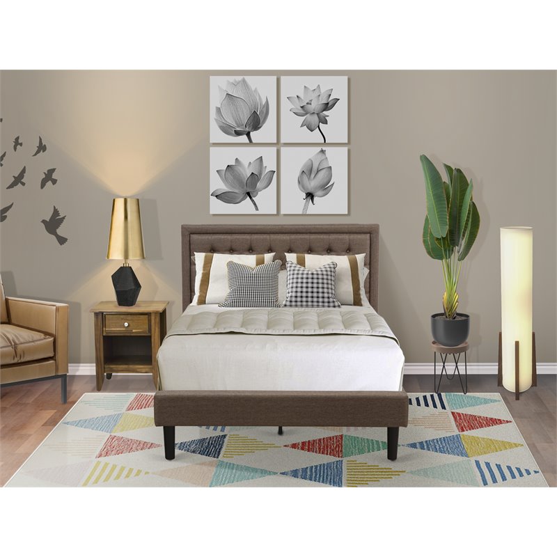 East West Furniture 2-piece Wood Full Bedroom Set in Antique Walnut/Brown
