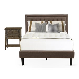 east west furniture 2-piece wood bedroom set in brown/distressed jacobean