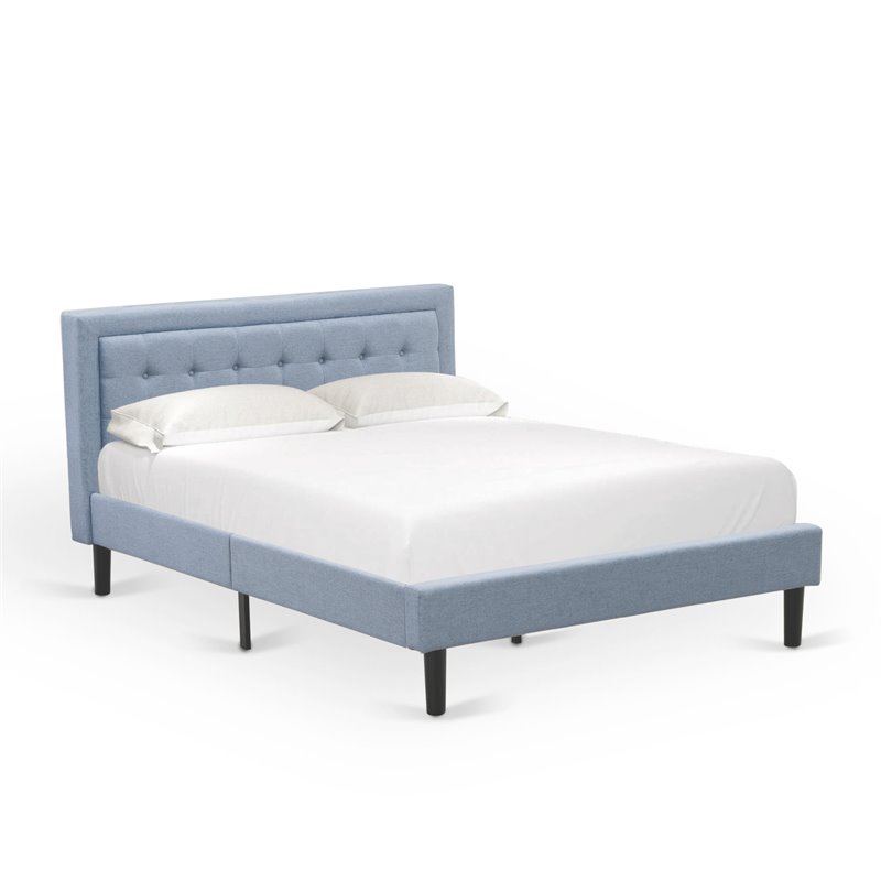 East West Furniture 2-piece Wood Fannin Queen Bedroom Set in Denim Blue