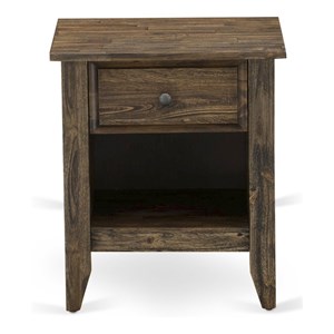 East West Furniture Gallatin 18&quot Wood Nightstand with 1 Drawer in Jacobean Brown