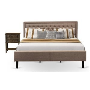 East West Furniture 2-piece Wood King Bedroom Set in Dark Khaki Brown