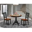 East West Furniture Antique 3-piece Dining Set w/ Slatted Chairs in Black/Cherry