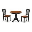 East West Furniture Antique 3-piece Dining Set w/ Slatted Chairs in Black/Cherry