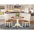 East West Furniture Antique 3-piece Dining Set w/ Slatted Chairs in Cream/Cherry