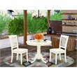 East West Furniture Antique 3-piece Dining Set w/ Linen Chairs in White