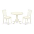 East West Furniture Antique 3-piece Dining Set w/ Linen Chairs in White