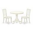 East West Furniture Antique 3-piece Dining Set w/ Slatted Chairs in Linen White