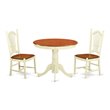 East West Furniture Antique 3-piece Dining Set with Round Table in Cream/Cherry