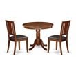 East West Furniture Antique 3-piece Dining Set w/ Faux Leather Seat in Mahogany