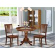 East West Furniture Antique 3-piece Dining Set with Wood Seat Chairs in Mahogany