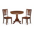 East West Furniture Antique 3-piece Dining Set with Wood Seat Chairs in Mahogany
