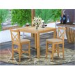 East West Furniture Cafe 3-piece Counter Height Dining Set w/ Fabric Seat in Oak