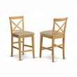 East West Furniture Cafe 3-piece Counter Height Dining Set w/ Fabric Seat in Oak