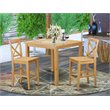 East West Furniture Cafe 3-piece Wood Counter Height Dining Set in Oak