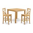 East West Furniture Cafe 3-piece Wood Counter Height Dining Set in Oak