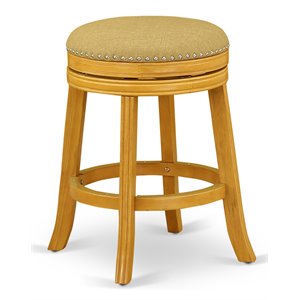 East West Furniture Devers 24&quot Wood Swivel Backless Bar Stool in Vegas Gold/Oak