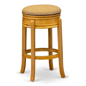 East West Furniture Amherst 30&quot Round Wood Counter Bar Stool in Vegas Gold/Oak