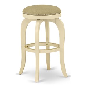 East West Furniture Bedford 30&quot Wood Swivel Backless Bar Stool in Linen White