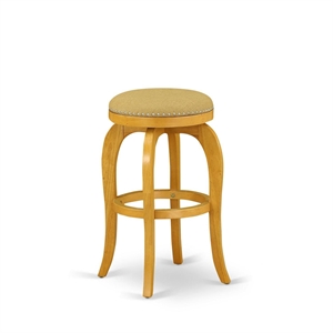 East West Furniture Bedford 30&quot Wood Swivel Backless Bar Stool in Vegas Gold/Oak