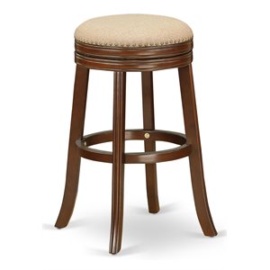 East West Furniture Devers 30&quot Wood Swivel Backless Bar Stool in Mocha/Mahogany