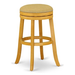 East West Furniture Devers 30&quot Wood Swivel Backless Bar Stool in Vegas Gold/Oak
