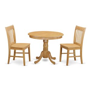 East West Furniture Antique 3-piece Small Dining Table and Chair Set in Oak