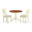 East West Furniture Antique 3-piece Dining Table and Chair Set in Cream/Cherry