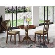 East West Furniture Antique 3-piece Dining Set with Round Table in Cappuccino