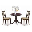 East West Furniture Antique 3-piece Dining Set with Round Table in Cappuccino