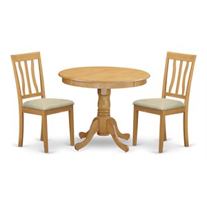 East West Furniture Antique 3-piece Small Kitchen Table Set with 2 Chairs in Oak