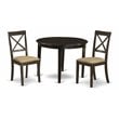 East West Furniture Boston 3-piece Small Dining Set w/ Round Table in Cappuccino
