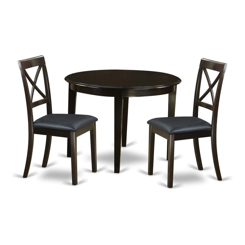East West Furniture Boston 3-piece Wood Small Dining Table Set in Cappuccino