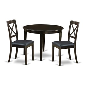 East West Furniture Boston 3-piece Wood Small Dining Table Set in Cappuccino
