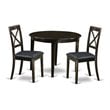 East West Furniture Boston 3-piece Wood Small Dining Table Set in Cappuccino