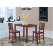East West Furniture Buckland 3-piece Counter Height Dining Table Set in Mahogany