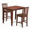 East West Furniture Buckland 3-piece Wood Counter Height Dining Set in Mahogany