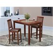 East West Furniture Buckland 3-piece Counter Height Kitchen Set in Mahogany