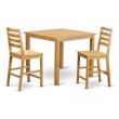 East West Furniture Cafe 3-piece Wood Counter Height Pub Table Set in Oak