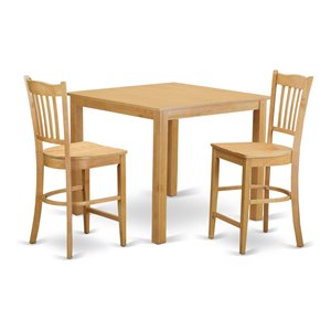 East West Furniture Cafe 3-piece Wood Counter Height Dining Room Set in Oak