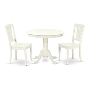 East West Furniture Antique 3-piece Asian Hardwood Dining Set in Linen White