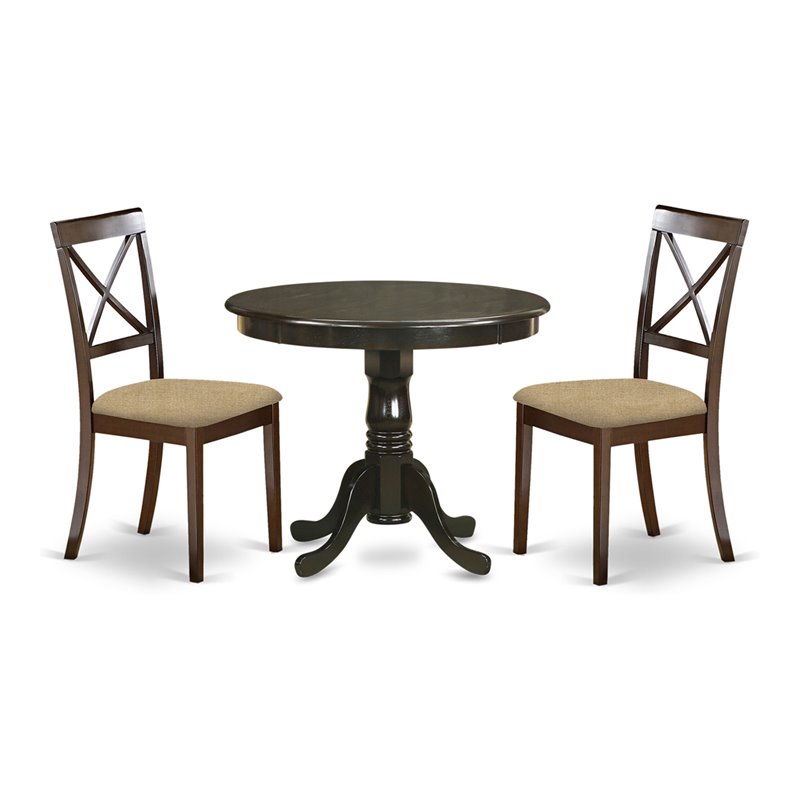 East West Furniture Antique 3-piece Wood Small Dining Set in Cappuccino